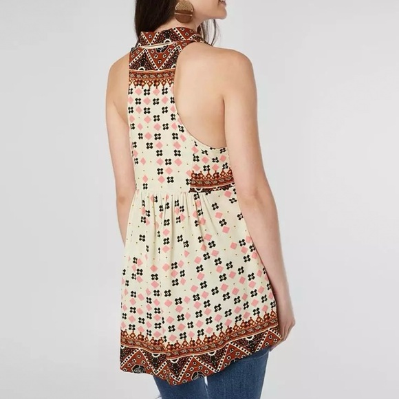 Free People Charlotte Tunic Tank Blouse Size Small Boho Racerback Collar V-Neck - Picture 12 of 13